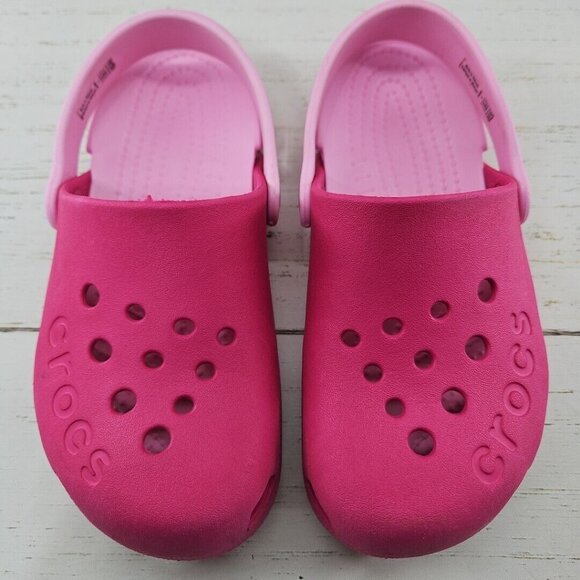 Crocs Electro Clogs Water Pink Kids Child Size J1 Size 1 Two Tone 10400 - Picture 2 of 10